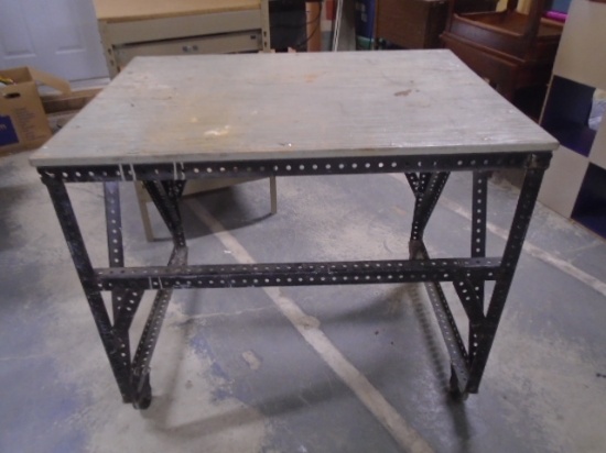 Wood Top Steel Rolling Work Table