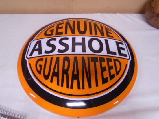 Round Metal "Genuine" Button Sign