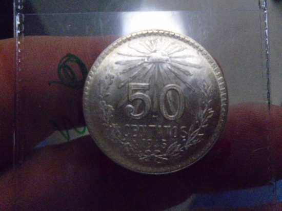 1945 Silver Mexican 50 Centanos