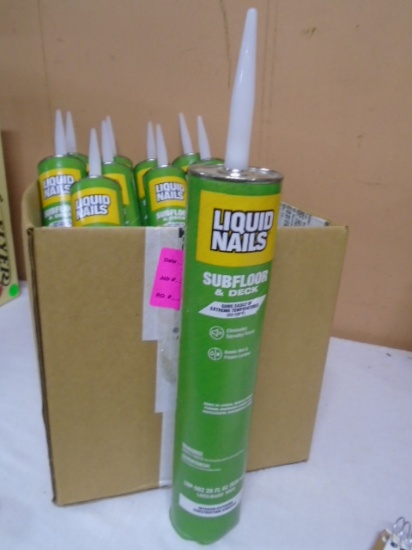 10 Brand New Large 20 oz.  Tubes of Liquid Nails Subfloor and Deck Construction Adhesive