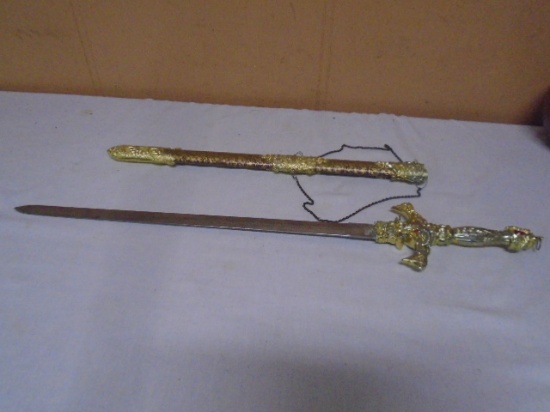 Jeweled Handle Sword w/Scabbard