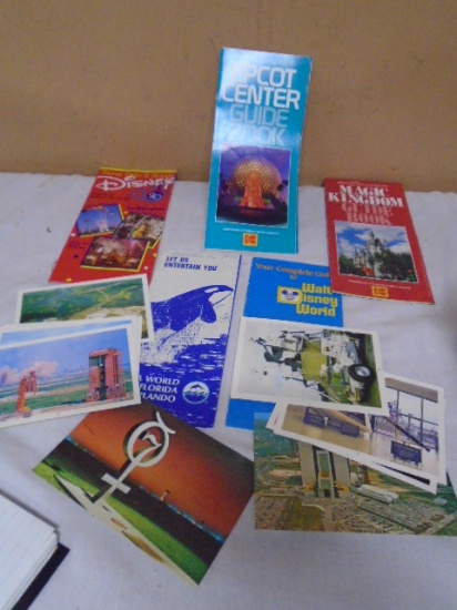 Large Vintage Group of Disney World and Kennedy Space Center Brochures and Post Cards