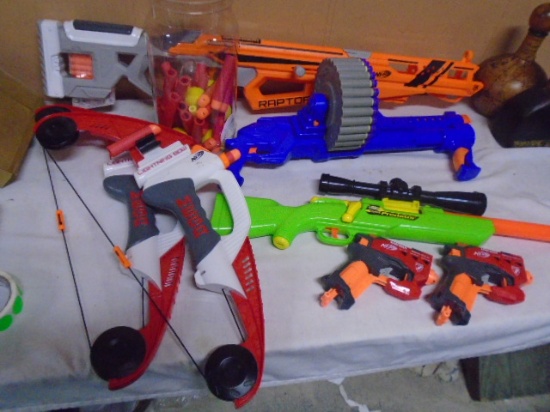 Large Group of Nerf Guns and Bows