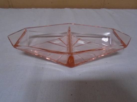 Pink Depression Glass Divided Relish Dish