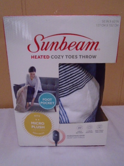 Sunbeam Heated "Cozy Toes" Micro Plush Throw