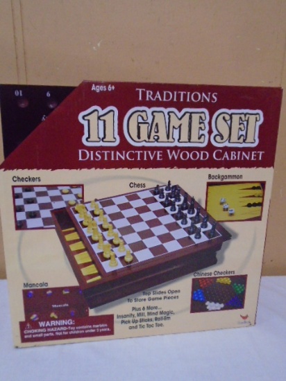 Traditions Wood Cabinet 11 Game Set