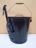 Like New Metal Coal Bucket w/Lid and Shovel