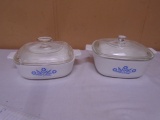 2 Pc. Set of Corningware Blue Cornflower Baking Dishes w/Lids