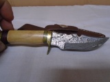 Custom Handmade Damascus Blade Knife w/ Leather Sheave