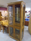 Beautiful Solid Wood Double Lighted Glass Front & Side Display/Curio Cabinet