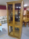 Beautiful Solid Wood Double Lighted Glass Front & Side Display/Curio Cabinet