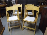 4pc Set of Beautiful Solid Wood Padded Seat Folding Chairs