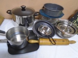 Large Group of Pans-Glass Bakeware and Kitchenware