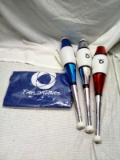 Red, White, Blue Juggling Clubs with storage bag