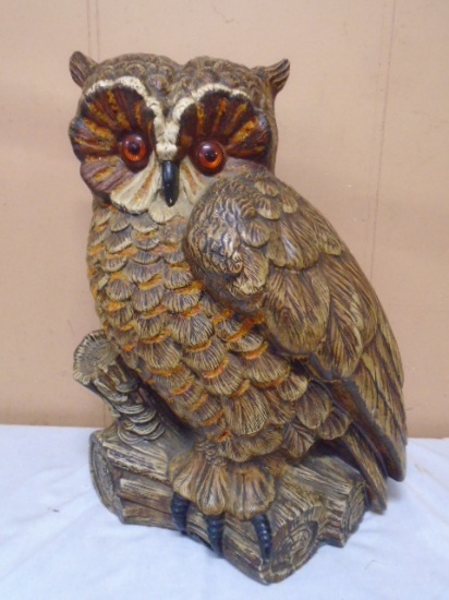 Vintage Large Lighted Eyes Chalk Owl