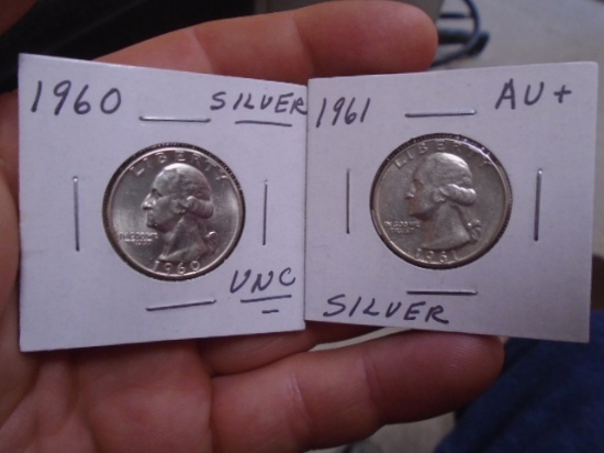 1960 & 1961 Silver Washington Quarters