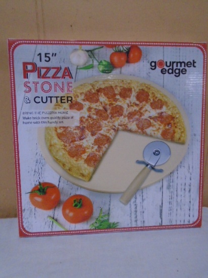 Gourmet Edge 15in Pizza Stone & Cutter Set