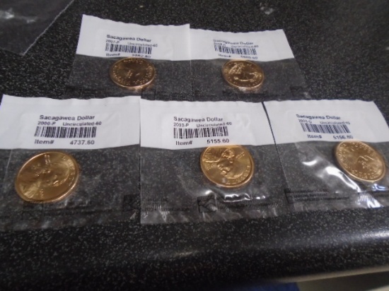 Group of 5 Uncirculated 60 Sacugawia Dollar Coins