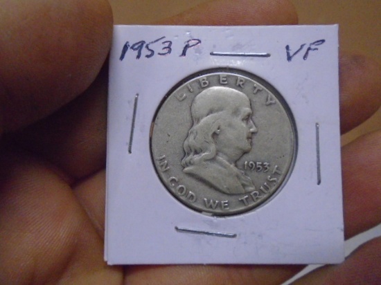 1953 P Mint Silver Franklin Half Dollar