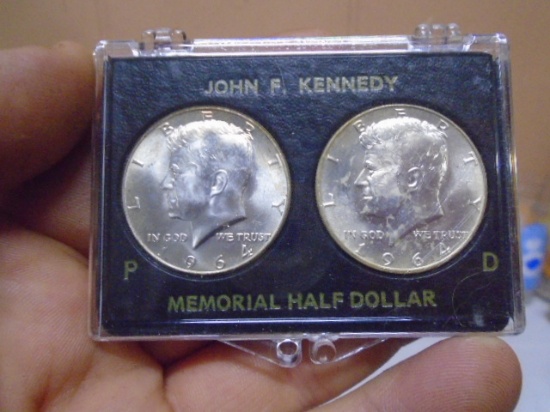 1964 P Mint & 1964 D Mint Silver Kennedy Half Dollar Set