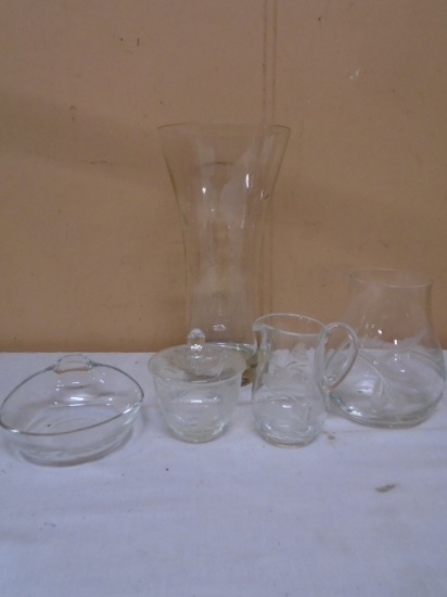 5pc Group of Cut Glass Pieces