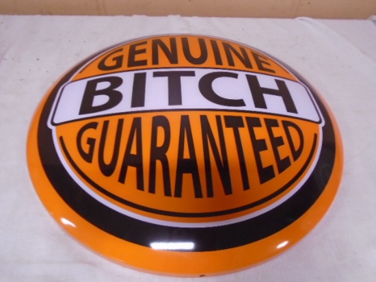 Round Metal "Genuine" Button Sign