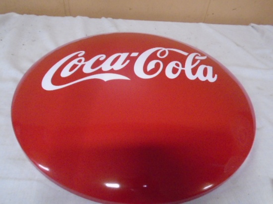 Round Metal "Coca-Cola" Button Sign