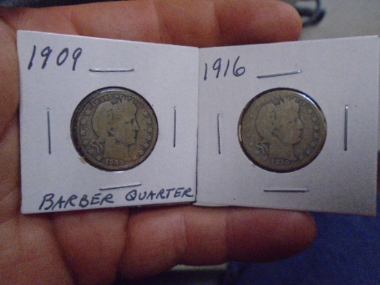 1909 & 1916 Silver Barber Quarters