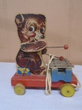 Vintage Wooden Fisher-Price No. 752 Teddy Zilo Pull Toy