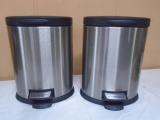 2pc Set of Stainless Steel Foot Pedal Waste Cans