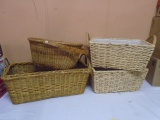 4pc Group of Decortive Wicker Storage Baskets