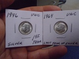 1946 & 1964 Silver Rosevelt Dimes