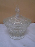 Vintage Wexford Pressed Anchor Hocking Diamond Pattern Lidded Candy Dish