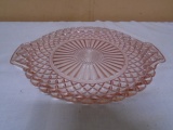 Pink Depression Glass Waffle Pattern Serving Plate