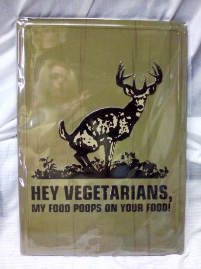 12"x17" Metal Sign Still in Factory Plastic "Vegetarian"