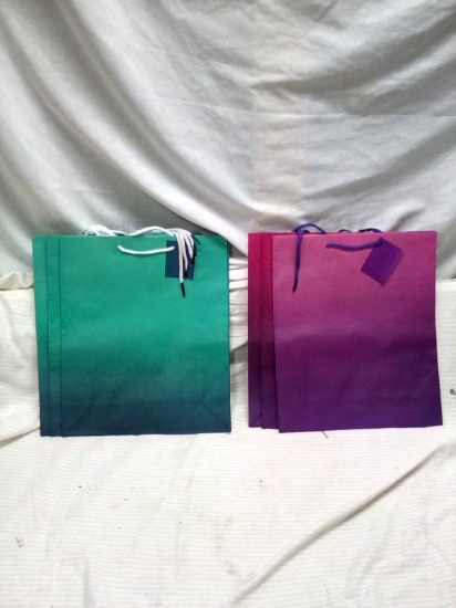 Qty. 6 Rope Handle Gift Bags 10"x12"x3.5" Each