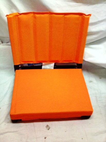 17" Orange Folding Stadium Seat with Storage Pouch