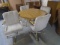 Square Dining Table w/ 4 Matching Rolling Chairs