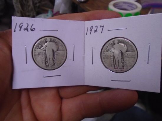 1926 and 1927 Silver Standing Liberty Quarters