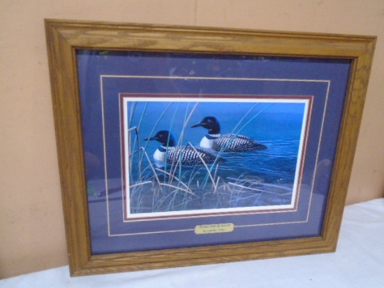 Beautiful Oak Framed and Matted Signed "Together Always" Duck Print