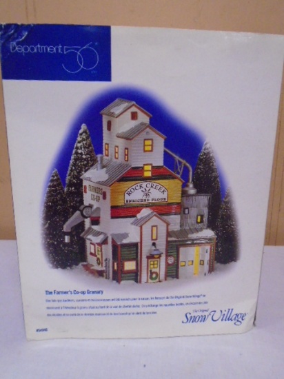 Department 56 The Farmer's Co-Op Granary Handpainted Lighted Ceramic House