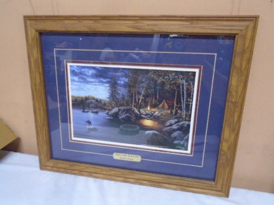 Beautiful Oak Framed and Matted Signed "Northern Solitude" Duck Print
