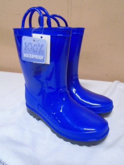 Boy's Shiny Blue Rain Boots