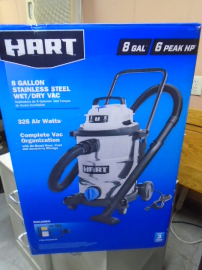 Brand New Hart 8gal/6HP Stainless Steel Wet/Dry Vac