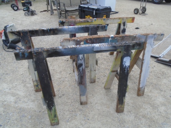 Set of (4) Wooden Saw Horses