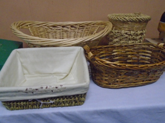 4 Pc. Group of Assorted Wicker Baskets
