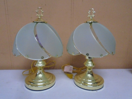 BrandNew Pair of Brass and Glass Touch Table Lamps