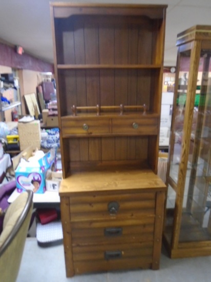 Solid Wood 3 Drawer Chest w/ Hutch Top