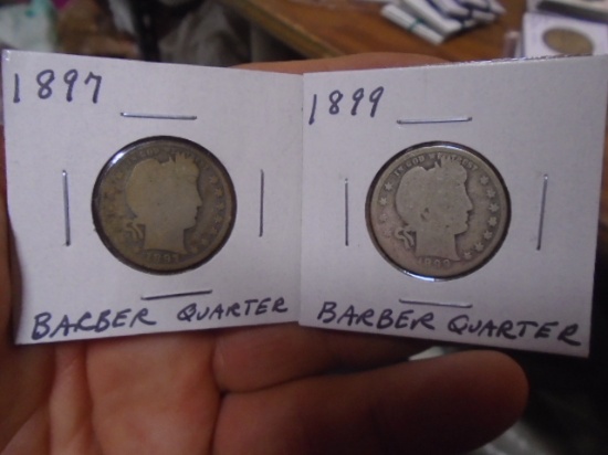 1897 & 1899 Silver Barber Quarters