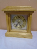 Solid Oak Case Quartz Mantel Clock